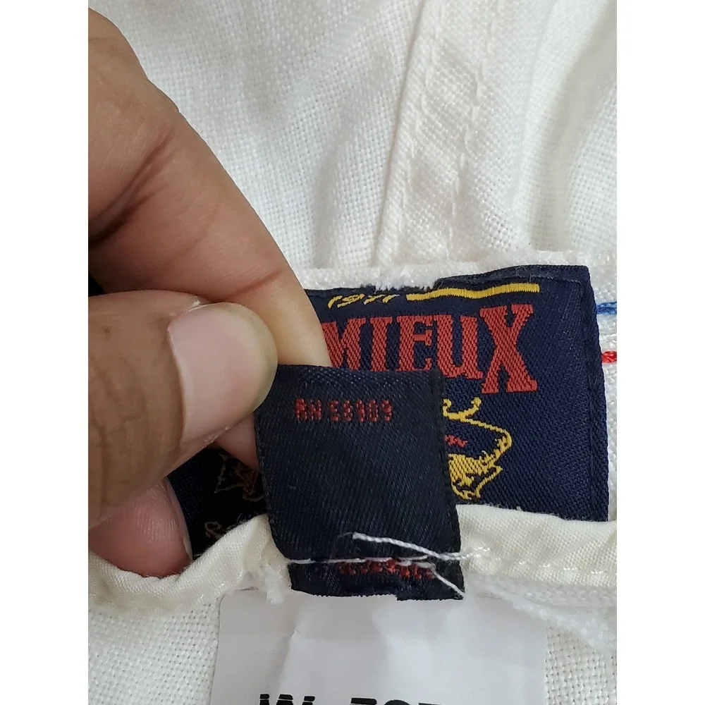 VINTAGE Cremieux Men Pants 36X32 White Linen Button Zipper 32
